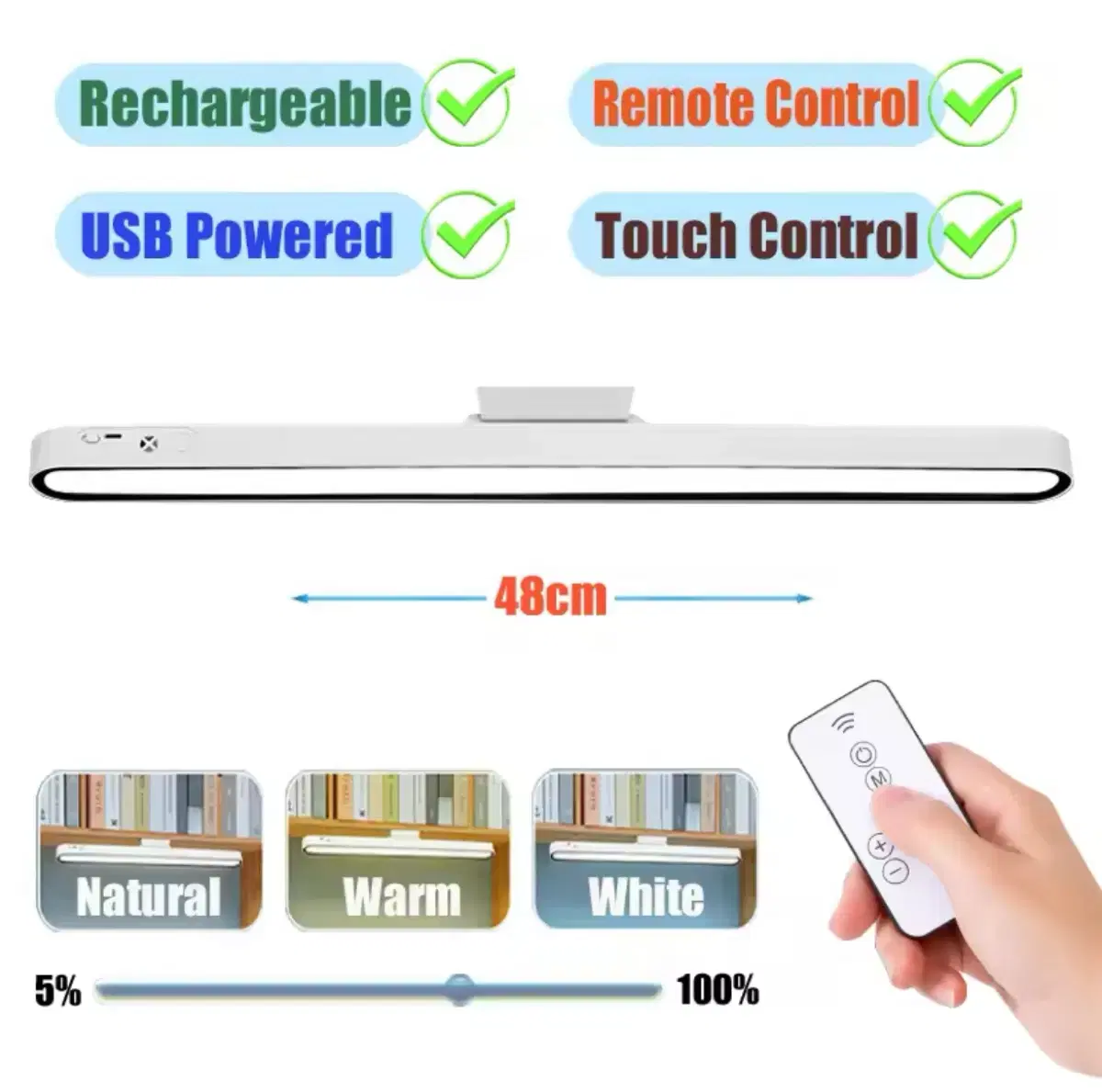 USB 충전식 LED 독서등, 책상 램프, 걸이식 마그네틱 테이블 램프,